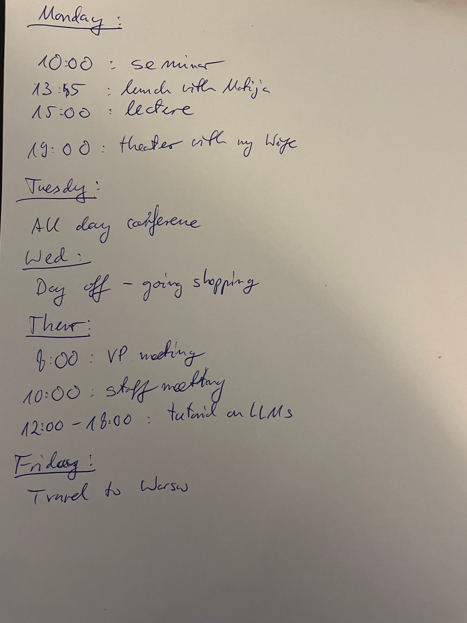 User's Hand-written Agenda